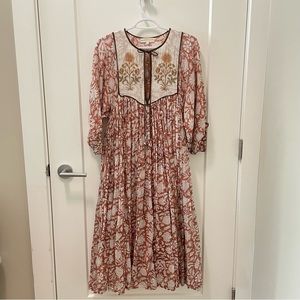 Daughters of India - Diya midi dress in Chestnut size small